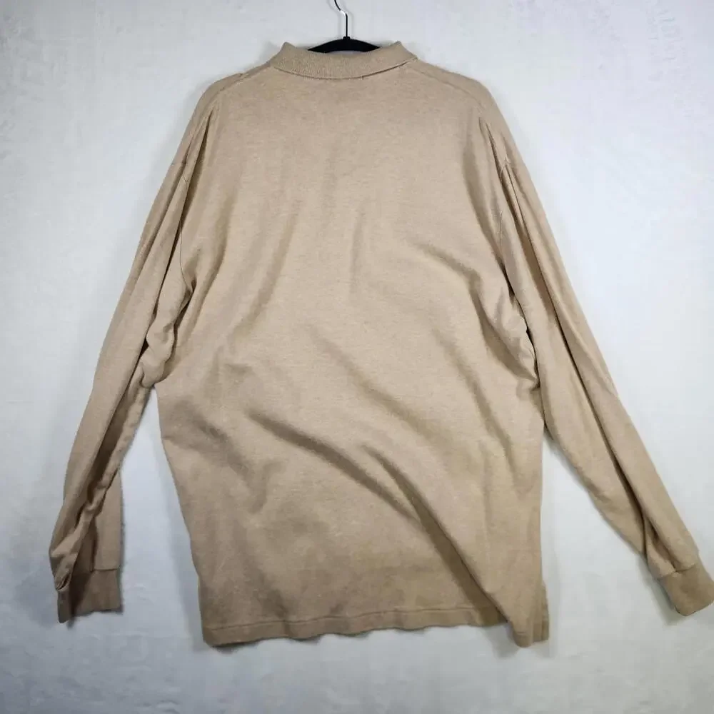 Vintage 90s Polo Ralph Lauren Long Sleeve Polo Shirt Tan Sz Large Cotton Bolivia